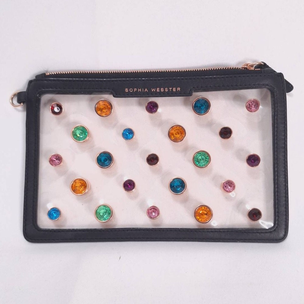 Sophia Webster Clear Pouch Colorful‎ Gem Wristlet Bag Clutch no Strap